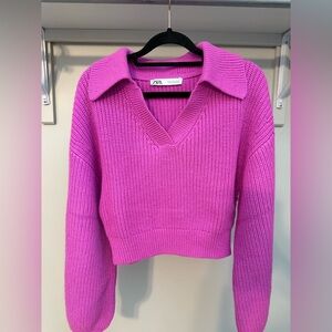 Zara fuchsia crop sweater size M